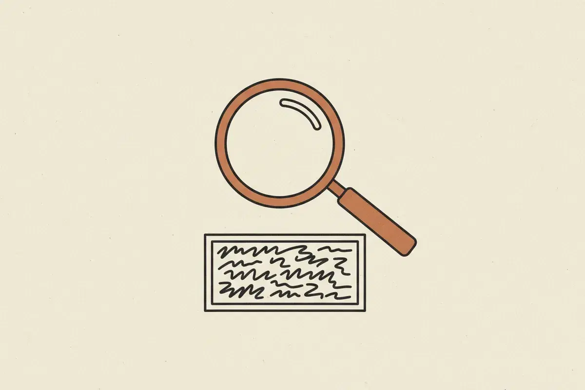 Illustration of A magnifying glass hovering over a food ingredient label