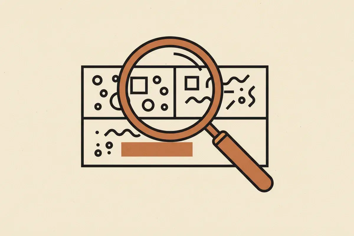 Illustration of a magnifying glass hovering over a food ingredient list