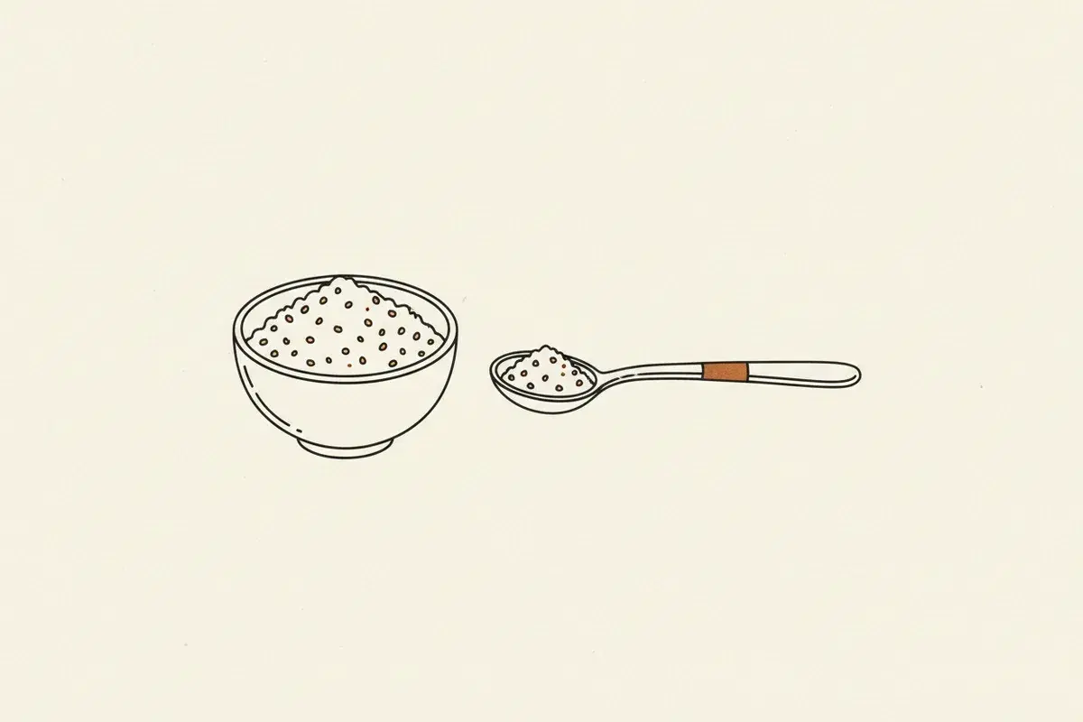 Illustration of a small bowl of white granular allulose next to a spoon