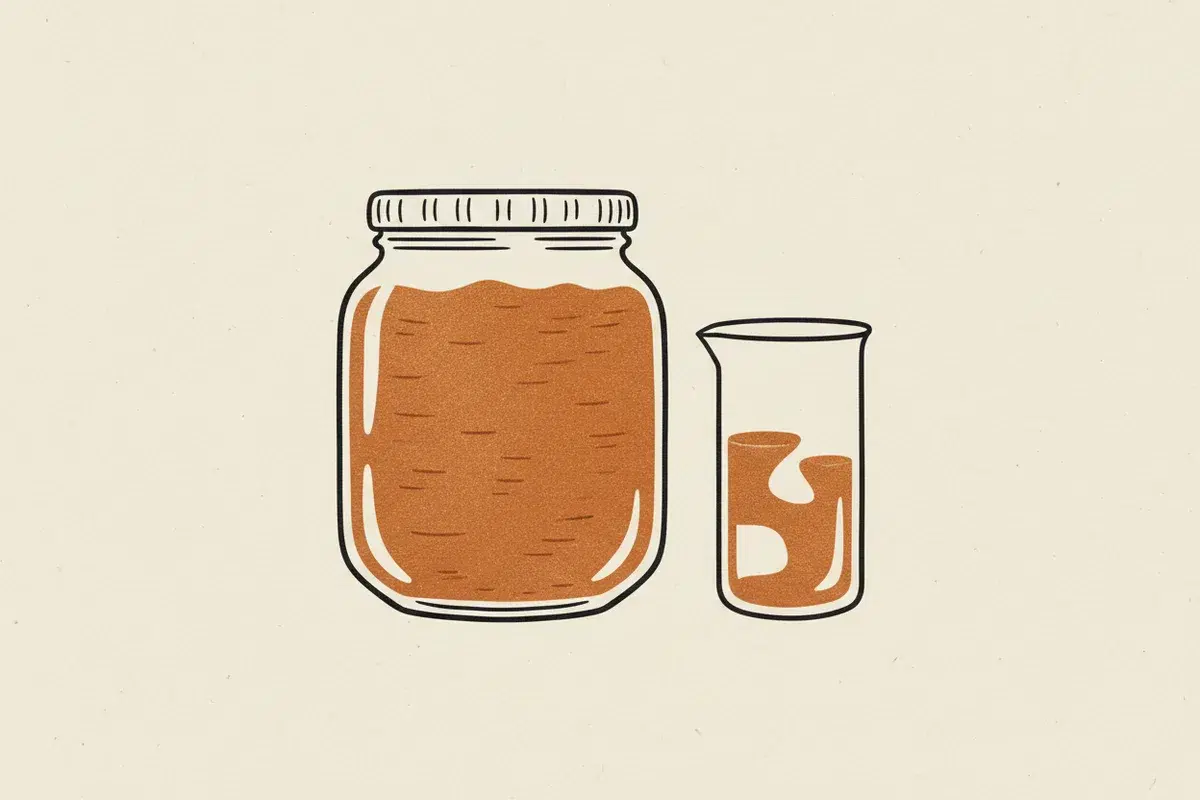 Illustration of a baby food jar filled with pureed carrots next to a clear glass beaker